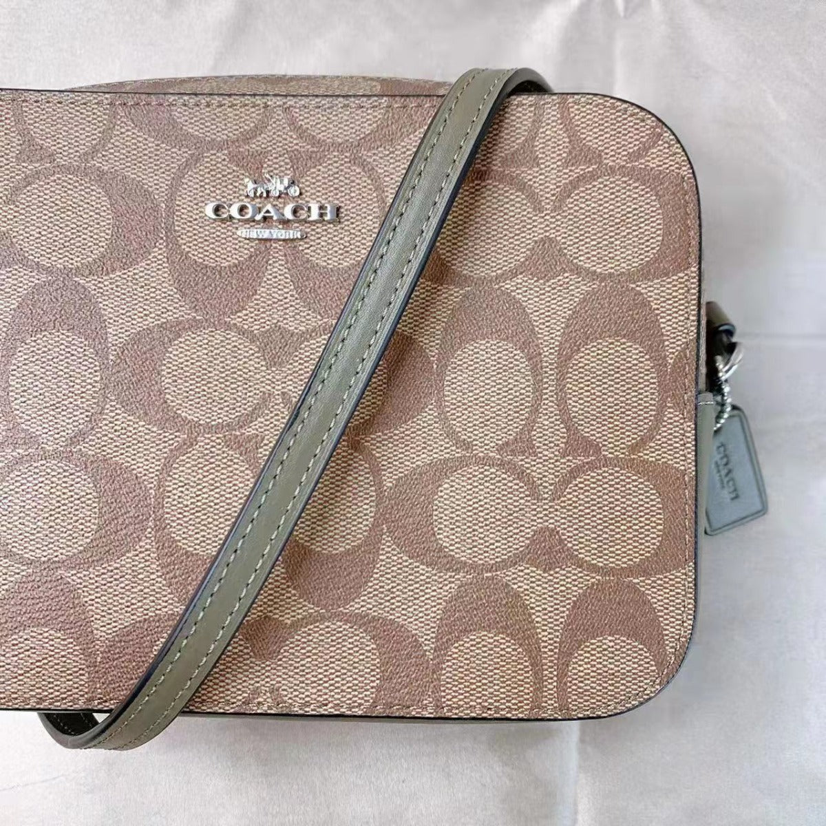Coach 91677 Mini Camera Bag In Signature Canvas Khaki Surplus Coach 91677 Mini Camera Bag In Signature Canvas Khaki Surplus